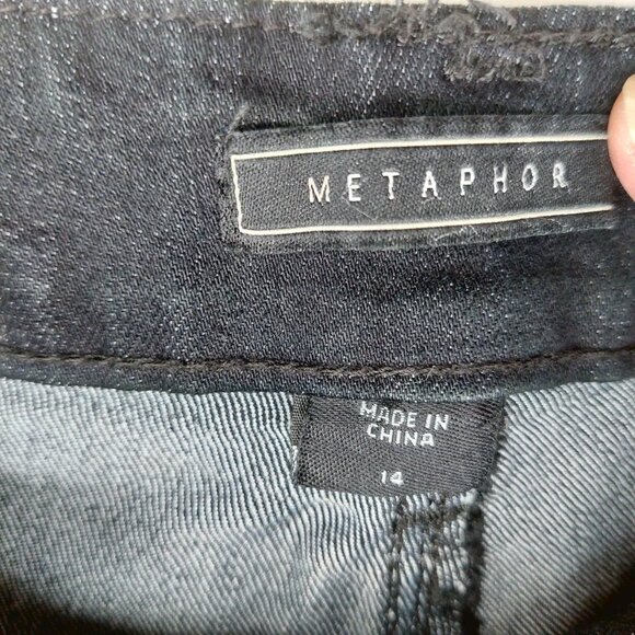 Metaphor Black Jeans Size 14 Faux Zipper Pockets - Picture 3 of 9